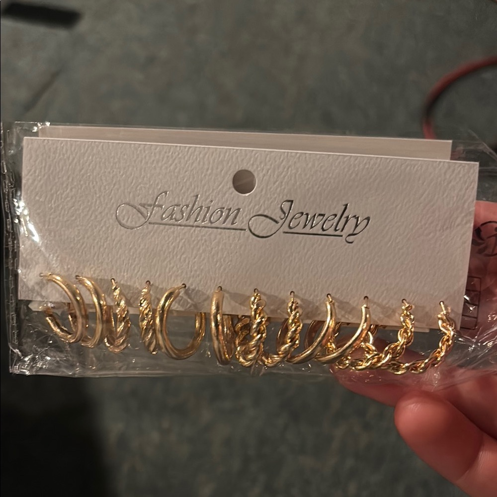 Fashion Jewelry Gold Hoop Earrings Set